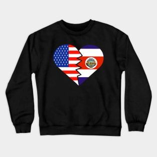 Costa Rica Flag USA Flag Pura Vida Hispanic Latino Spanish Food Culture 2 Crewneck Sweatshirt